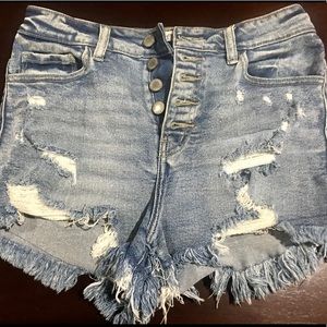 High wasted button up KanCan jean shorts.